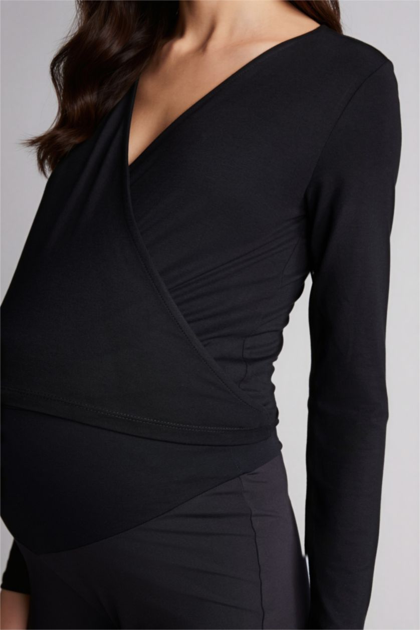 نساء أسود بلوزة قصة عادية