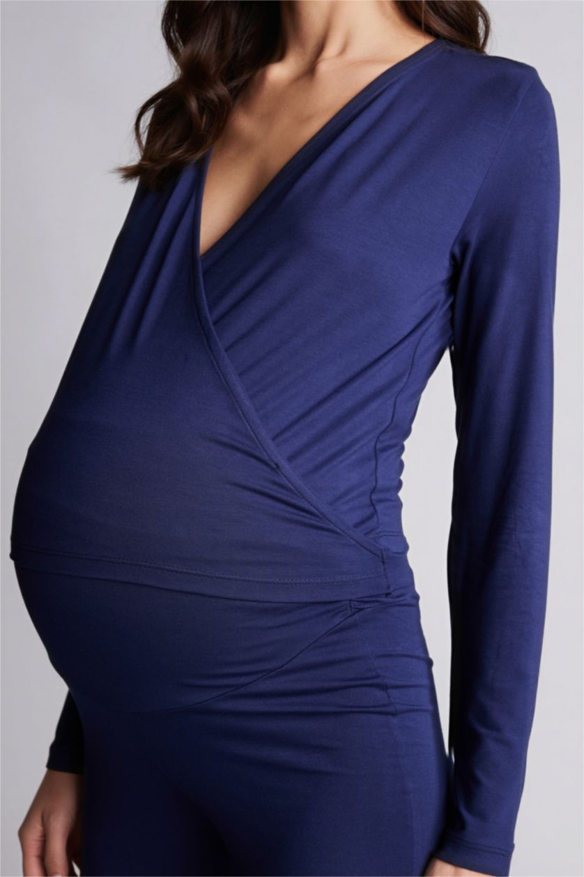 Woman NAVY Regular Fit Long Sleeve Knitted Tops