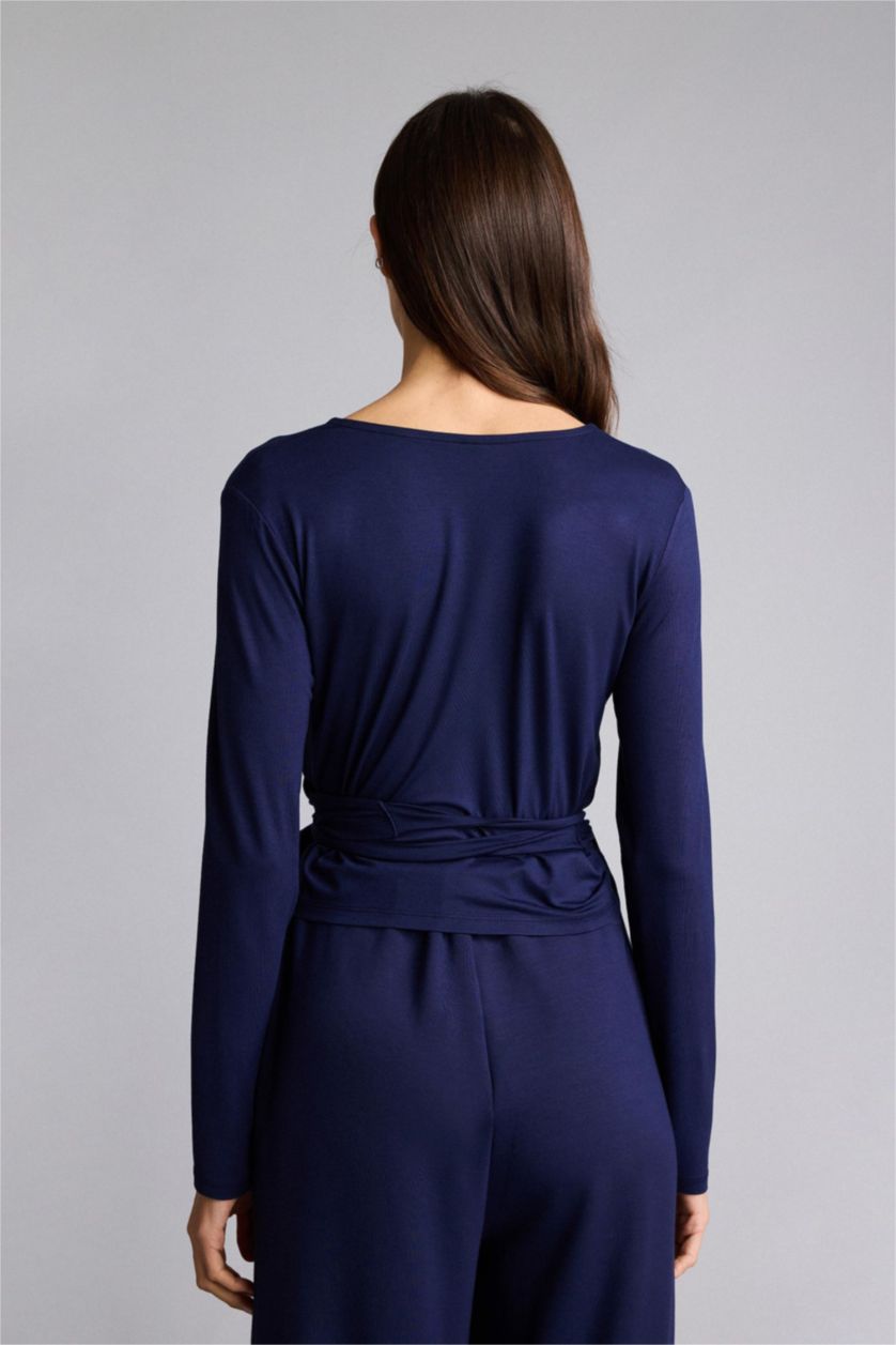 Kadın Lacivert Regular Fıt Uzun Kollu Üst