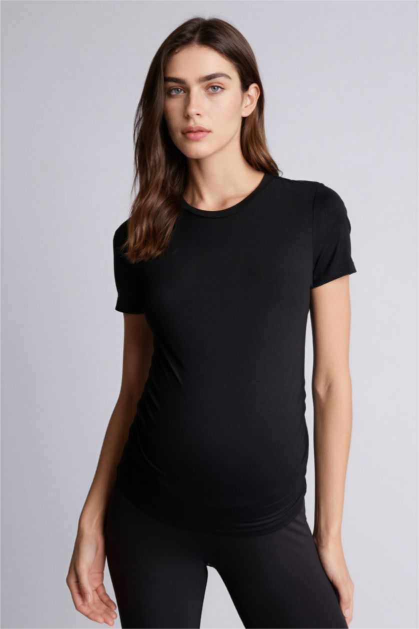 نساء أسود بلوزة توب نص ردن قصة عادية