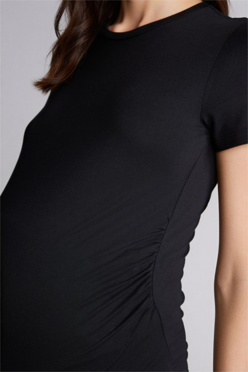 نساء أسود بلوزة توب نص ردن قصة عادية