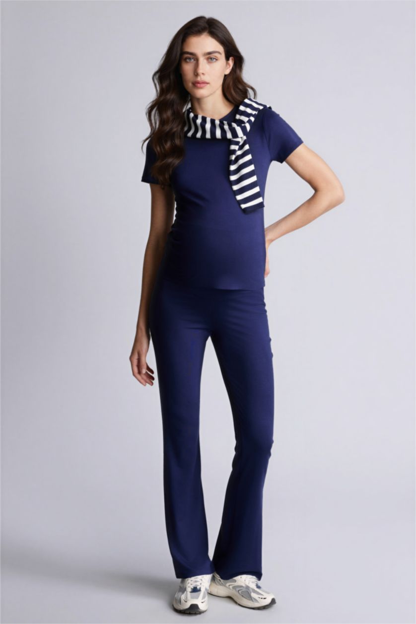 نساء كحلي بلوزة توب نص ردن قصة عادية