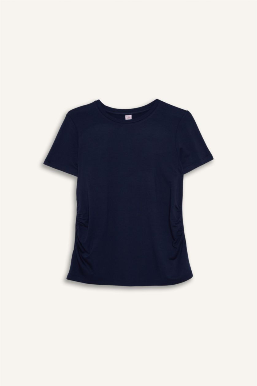 نساء كحلي بلوزة توب نص ردن قصة عادية