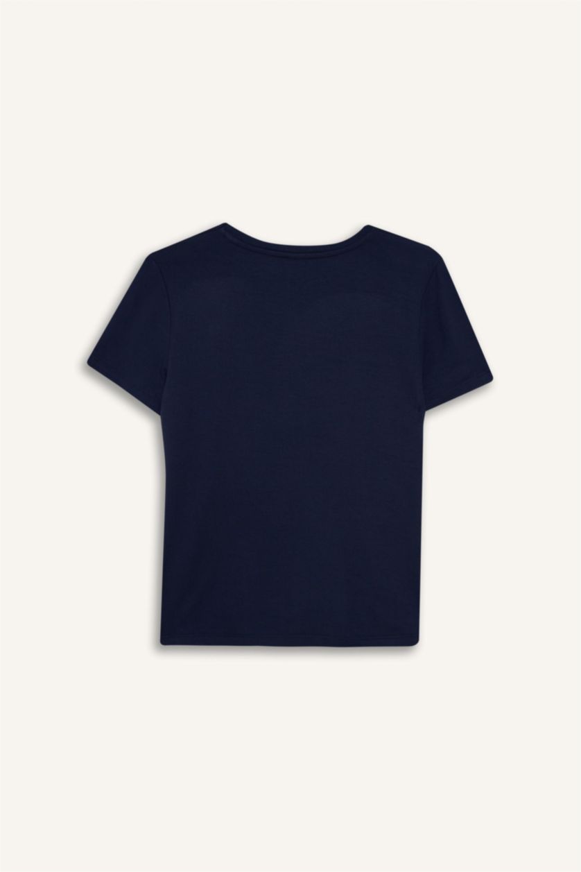 نساء كحلي بلوزة توب نص ردن قصة عادية