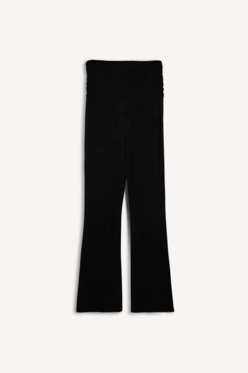 Kadın Siyah Regular Fıt İspanyol Paça Hamile Altı