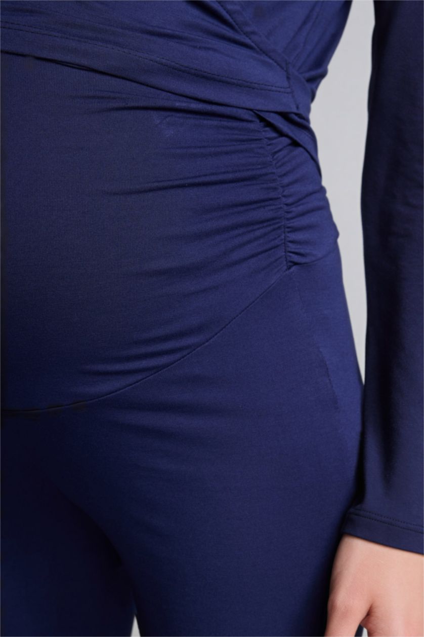 Woman NAVY بنطلون حمل قصة عادية شارلستون