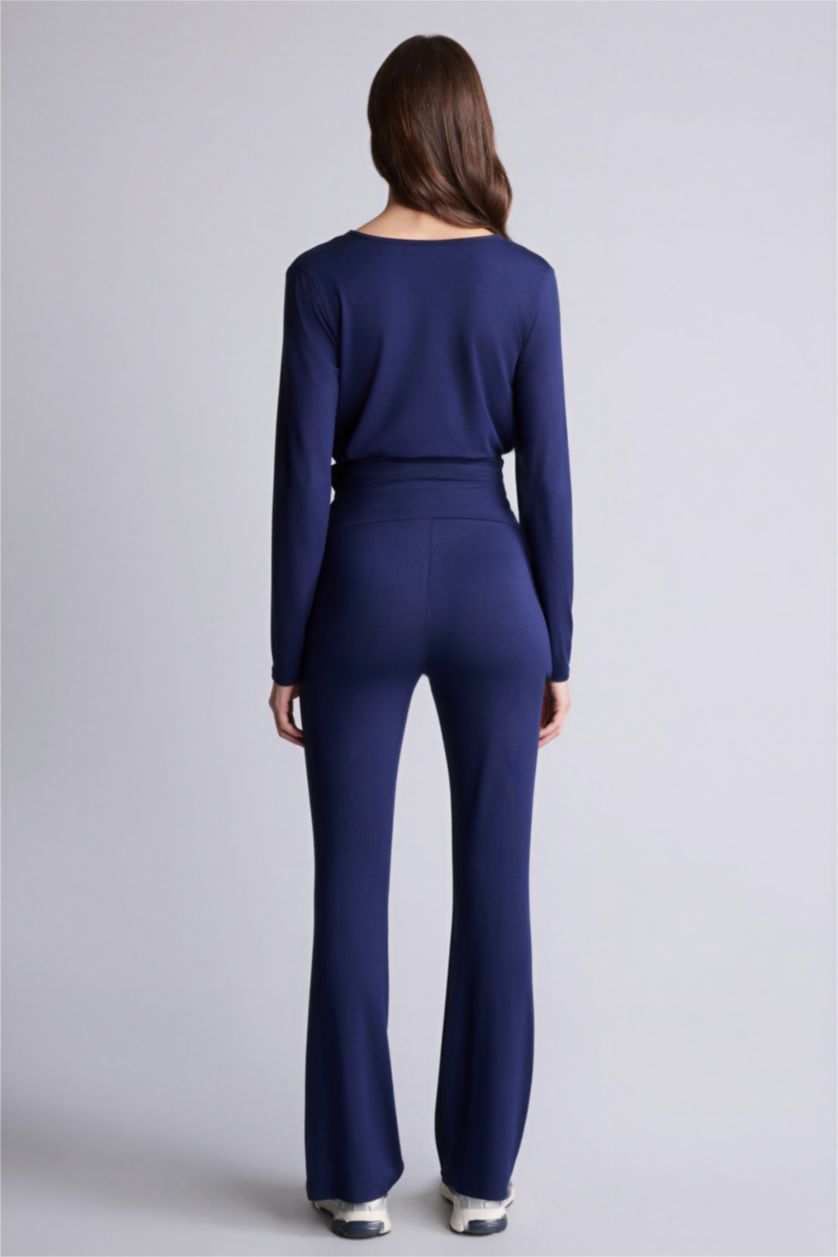 Woman NAVY بنطلون حمل قصة عادية شارلستون