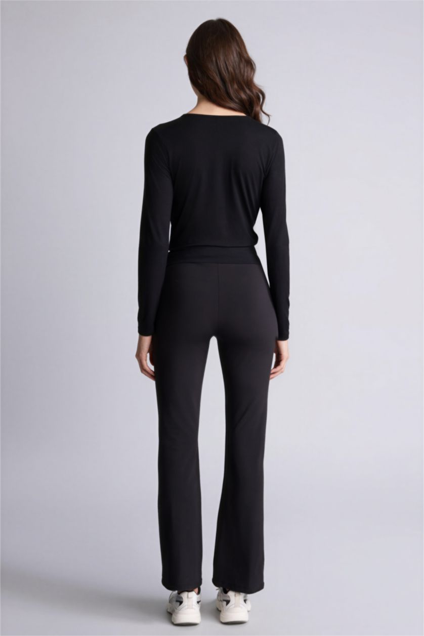 Woman Black بنطلون حمل قصة عادية شارلستون