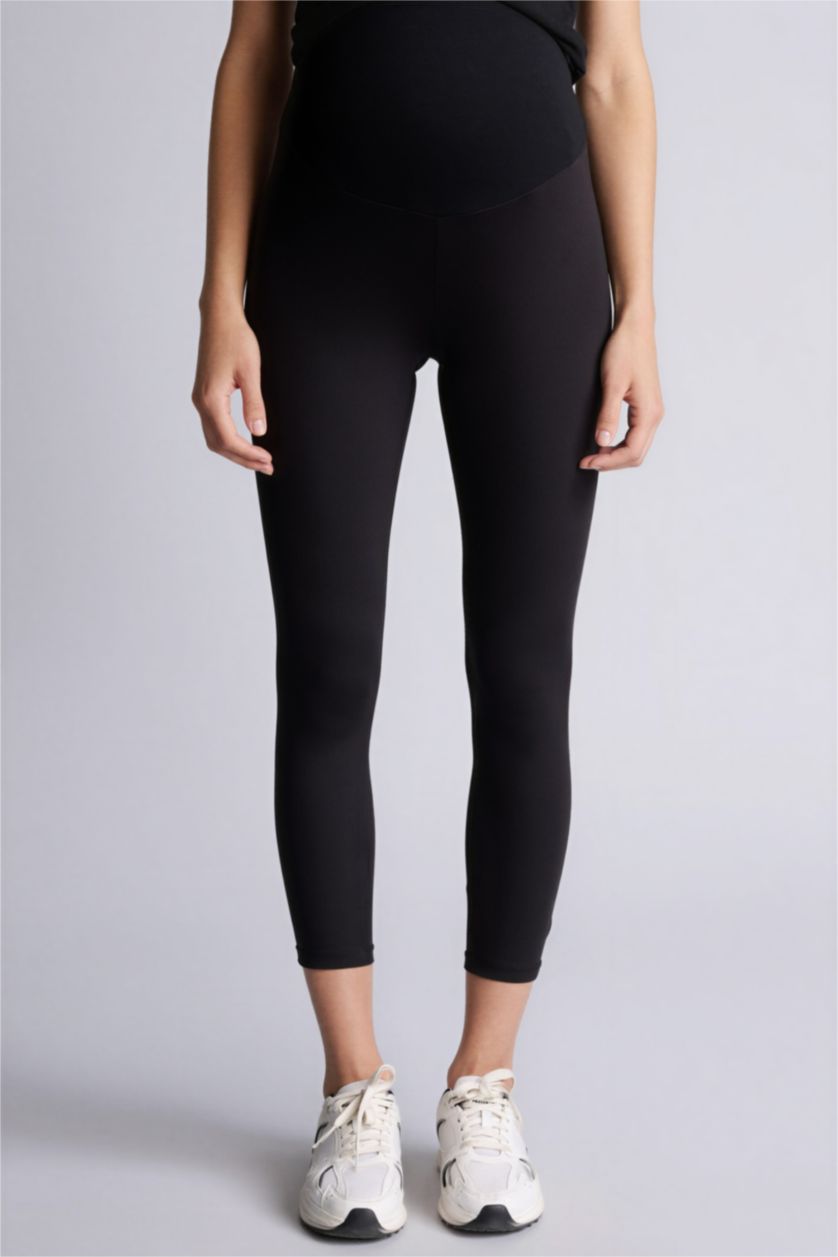 Woman Black Regular Fit Super Skinny Hem Knitted Maternity Bottoms