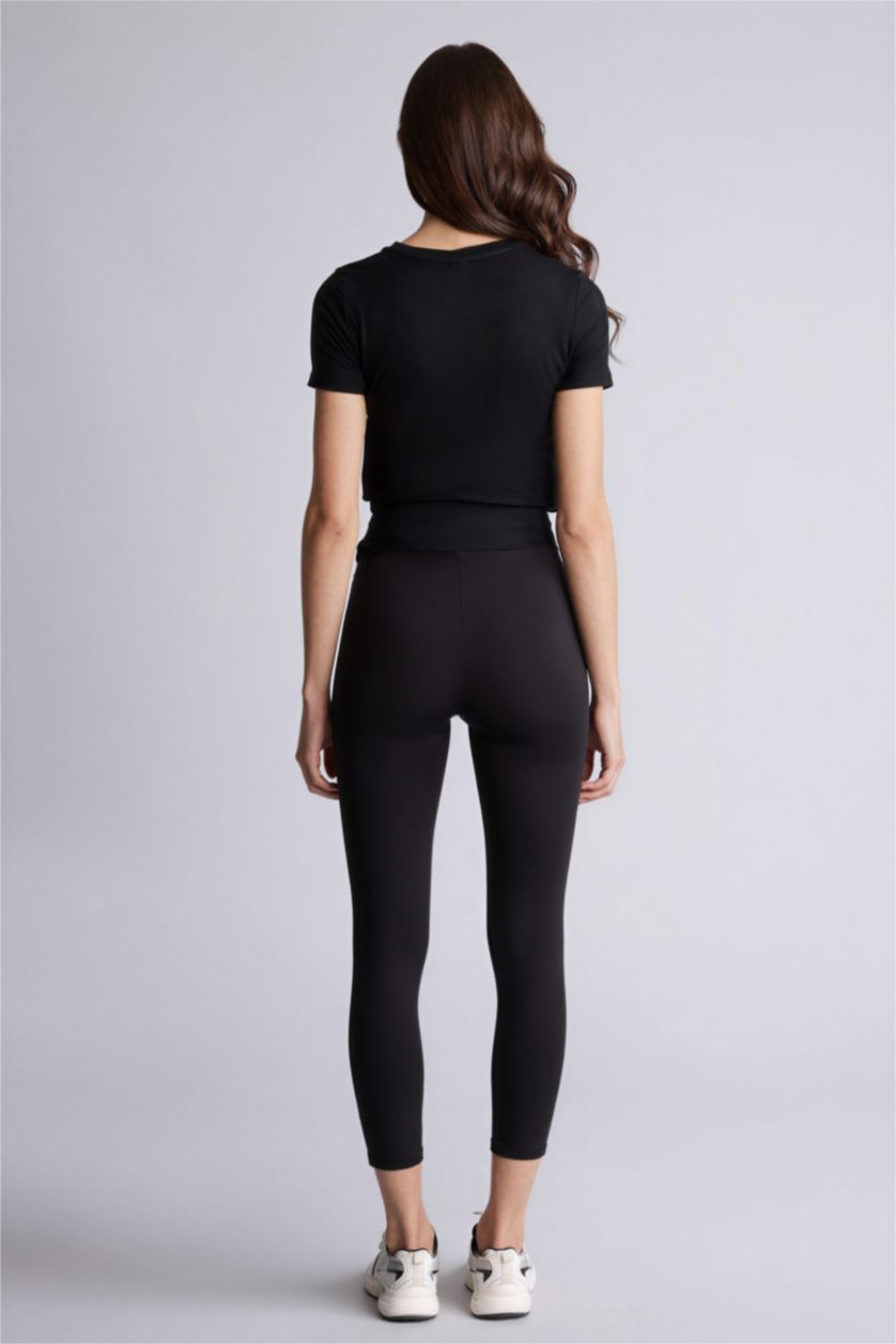 Woman Black Regular Fit Super Skinny Hem Knitted Maternity Bottoms