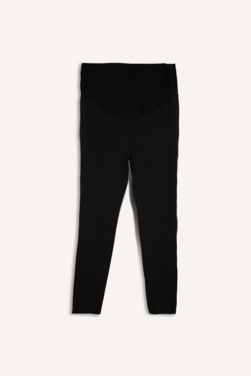 Woman Black Regular Fit Super Skinny Hem Knitted Maternity Bottoms