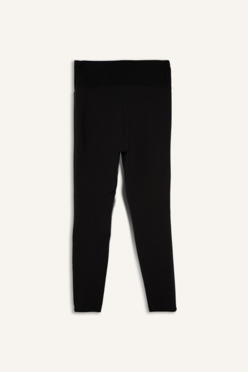 Woman Black Regular Fit Super Skinny Hem Knitted Maternity Bottoms