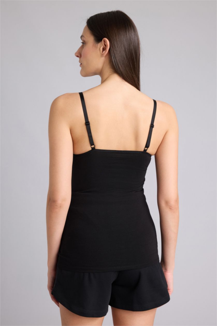 Kadın Siyah Regular Fıt Emzirme Atleti