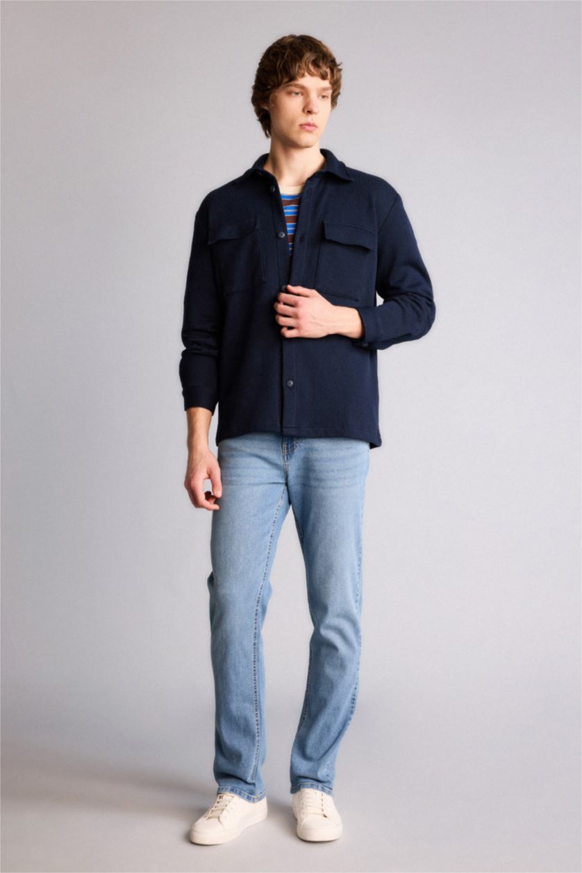 Man NAVY Regular Fit Long Sleeve Overshirt