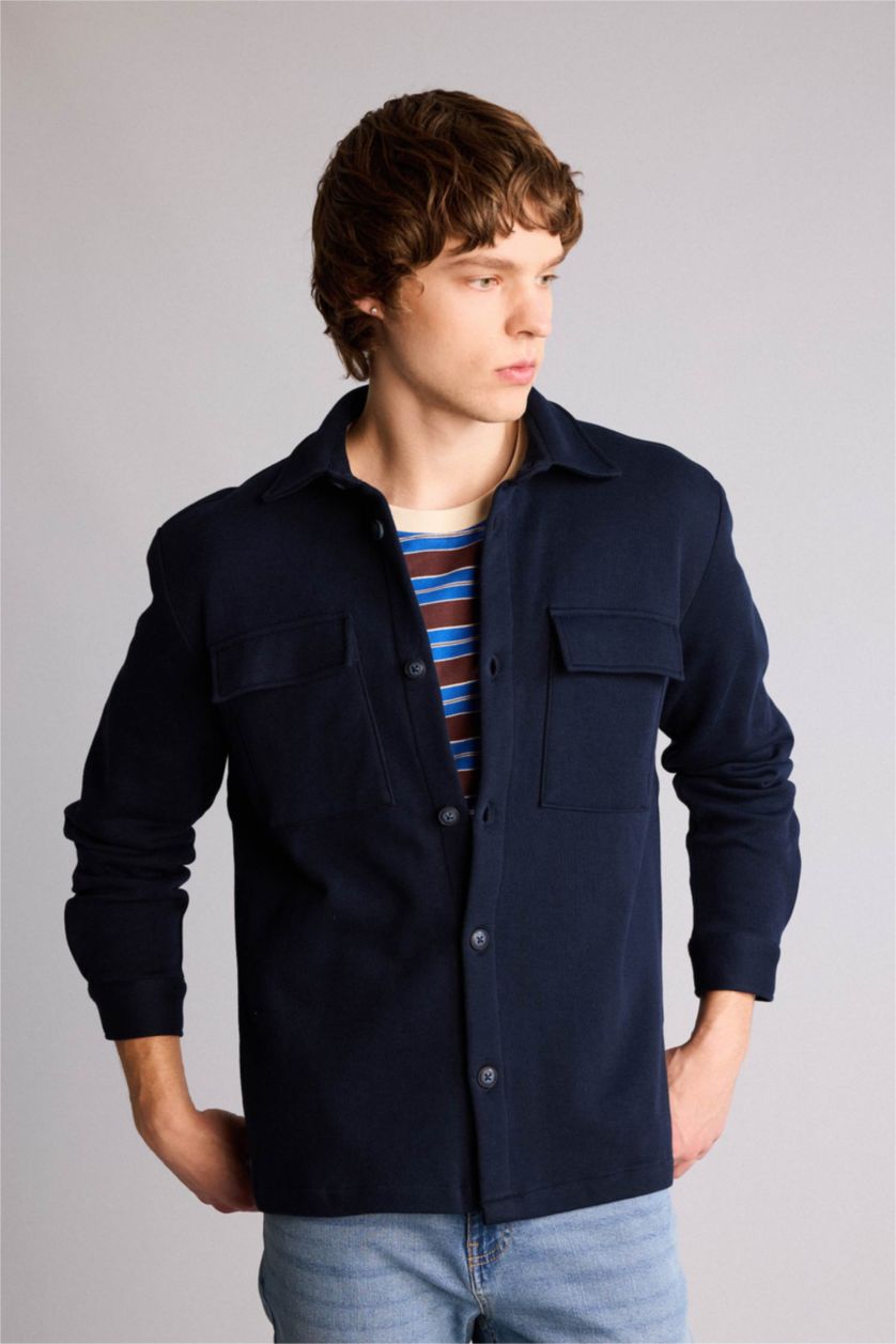 Man NAVY Regular Fit Long Sleeve Overshirt