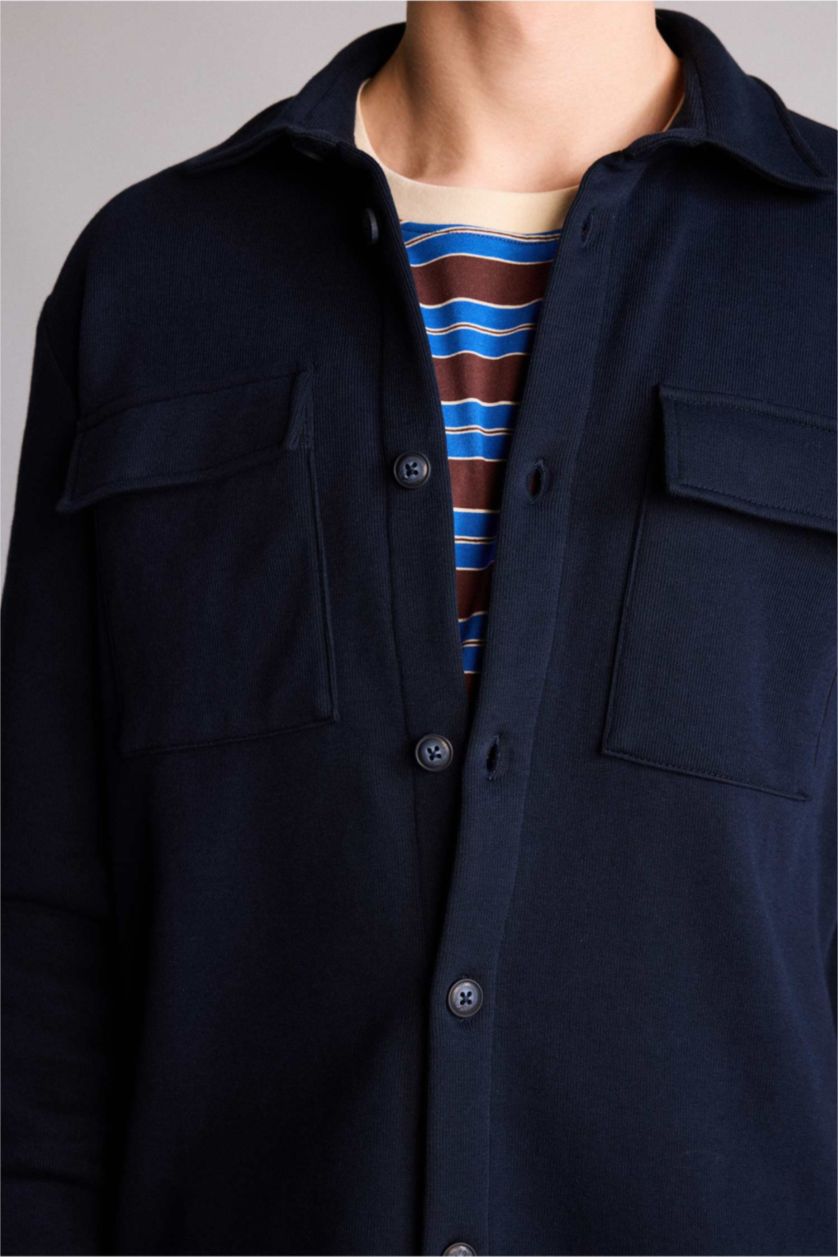 Man NAVY Regular Fit Long Sleeve Overshirt