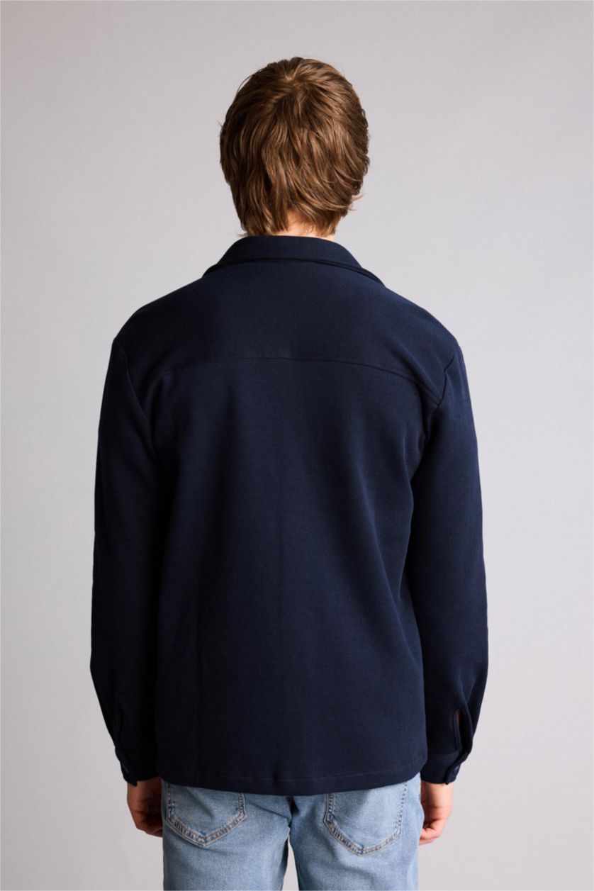 Man NAVY Regular Fit Long Sleeve Overshirt