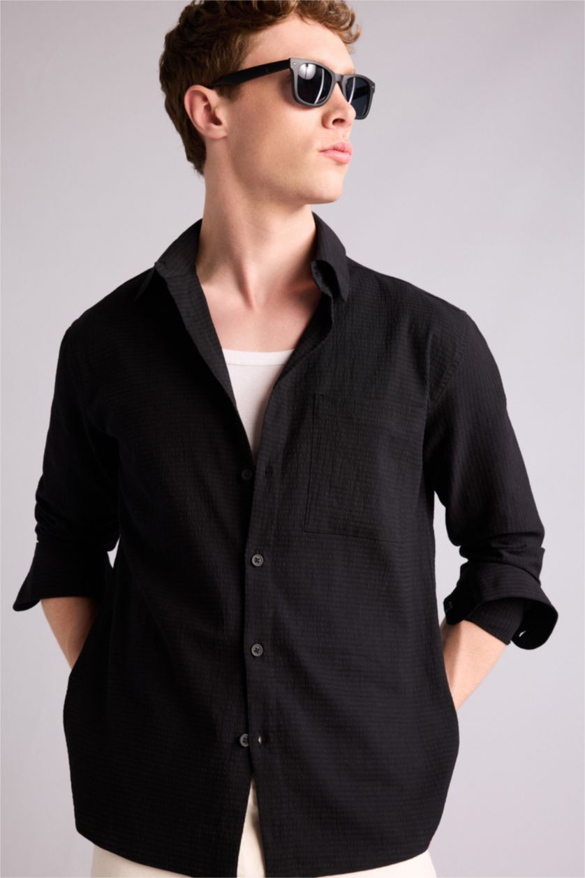 MAN Black Regular Fit Long Sleeve Shirt