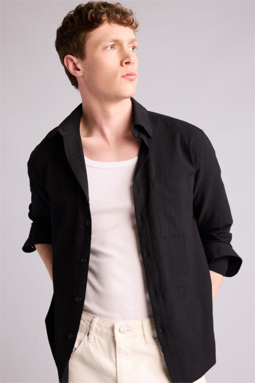 MAN Black Regular Fit Long Sleeve Shirt