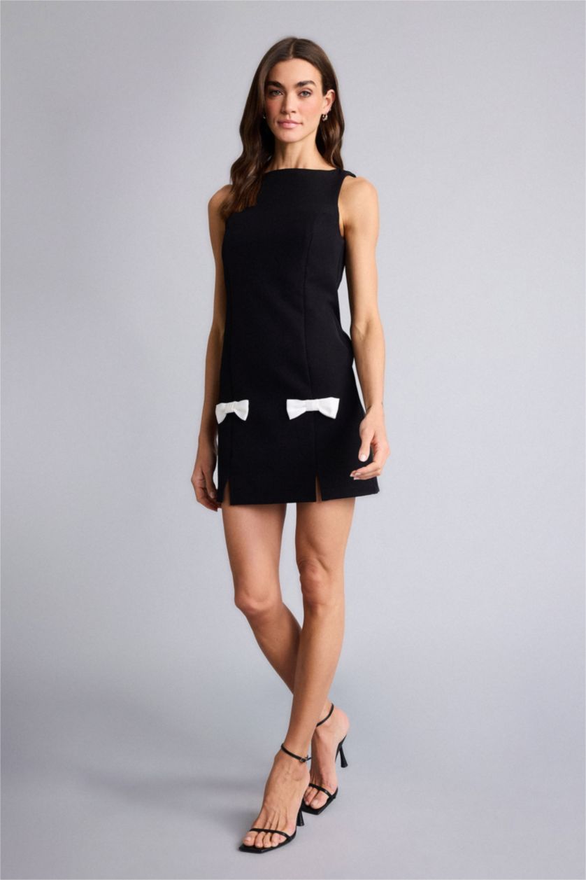 Женщины Черный Платье с коротким рукавом