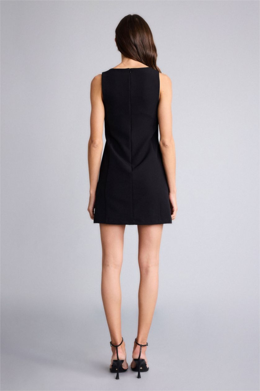 Женщины Черный Платье с коротким рукавом