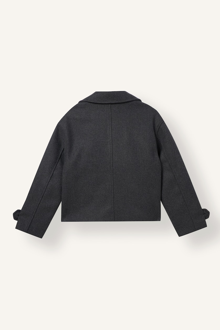 FEMME Anthracite Manteau court en drap de laine Coupe régulière