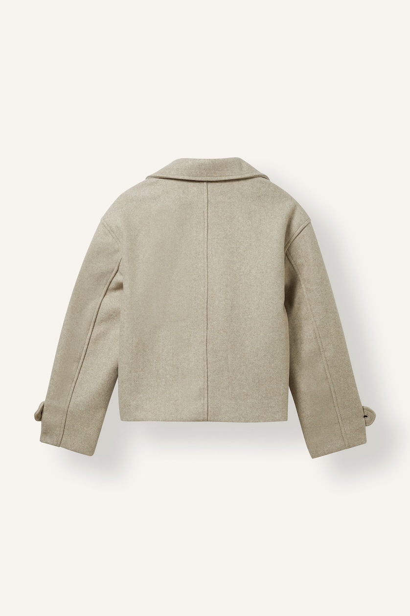 FEMME Beige Manteau court en cachemire à double boutonnage Coupe régulière