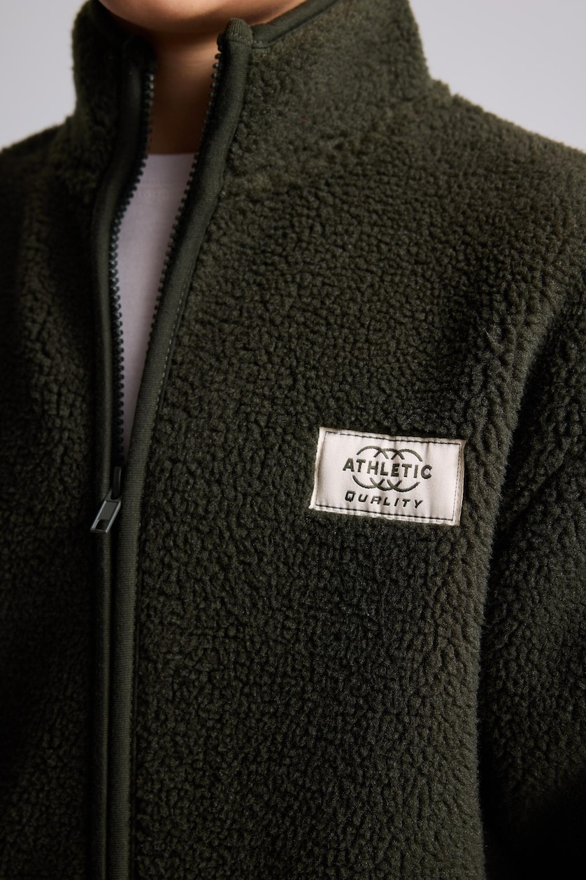 Young Boys - Teen Boys Khaki Oversize Fit High Neck Cardigan