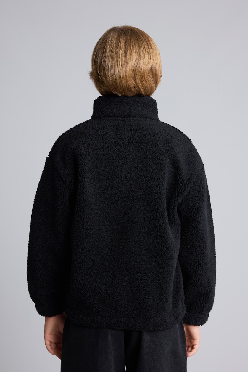 Young Boys - Teen Boys Black Oversize Fit High Neck Cardigan
