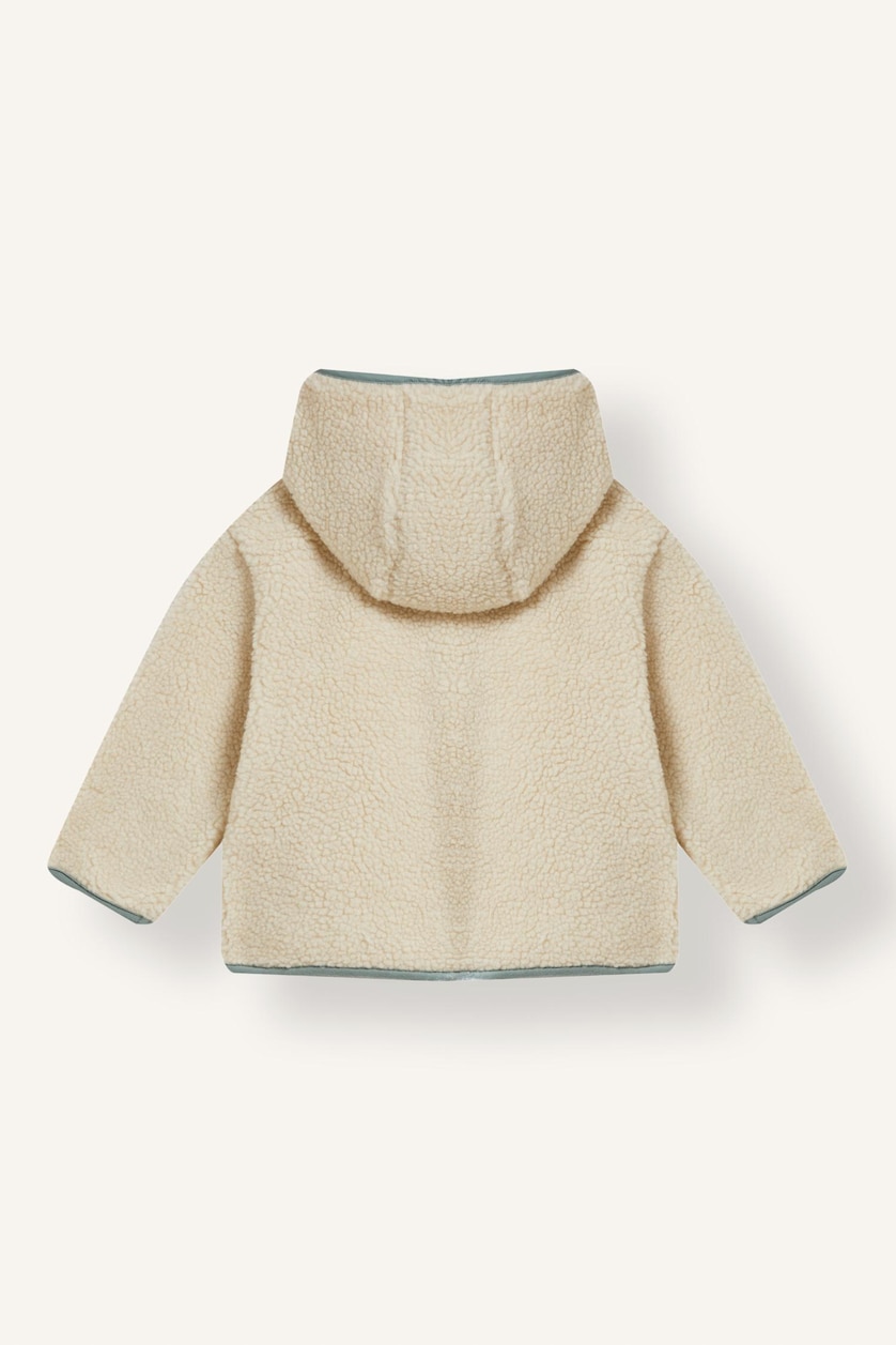 Erkek Bebek Kum Kapüşonlu Pelüş Basic Hırka Erkek Bebek
