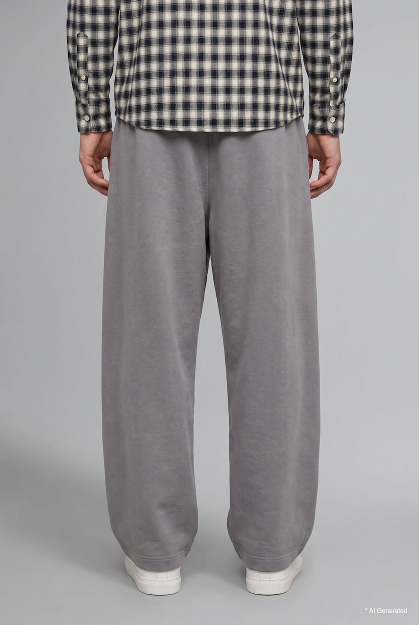 Erkek Gri Barrel Fit Pantolon