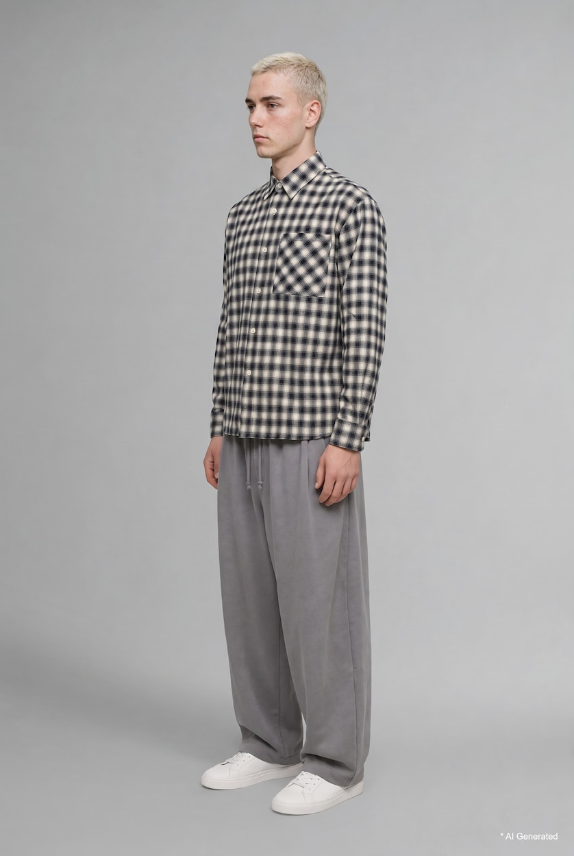 Erkek Gri Barrel Fit Pantolon