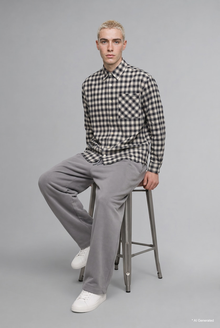 Erkek Gri Barrel Fit Pantolon