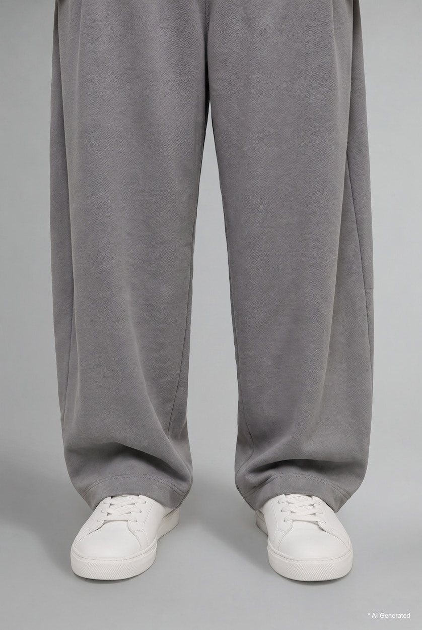 Erkek Gri Barrel Fit Pantolon
