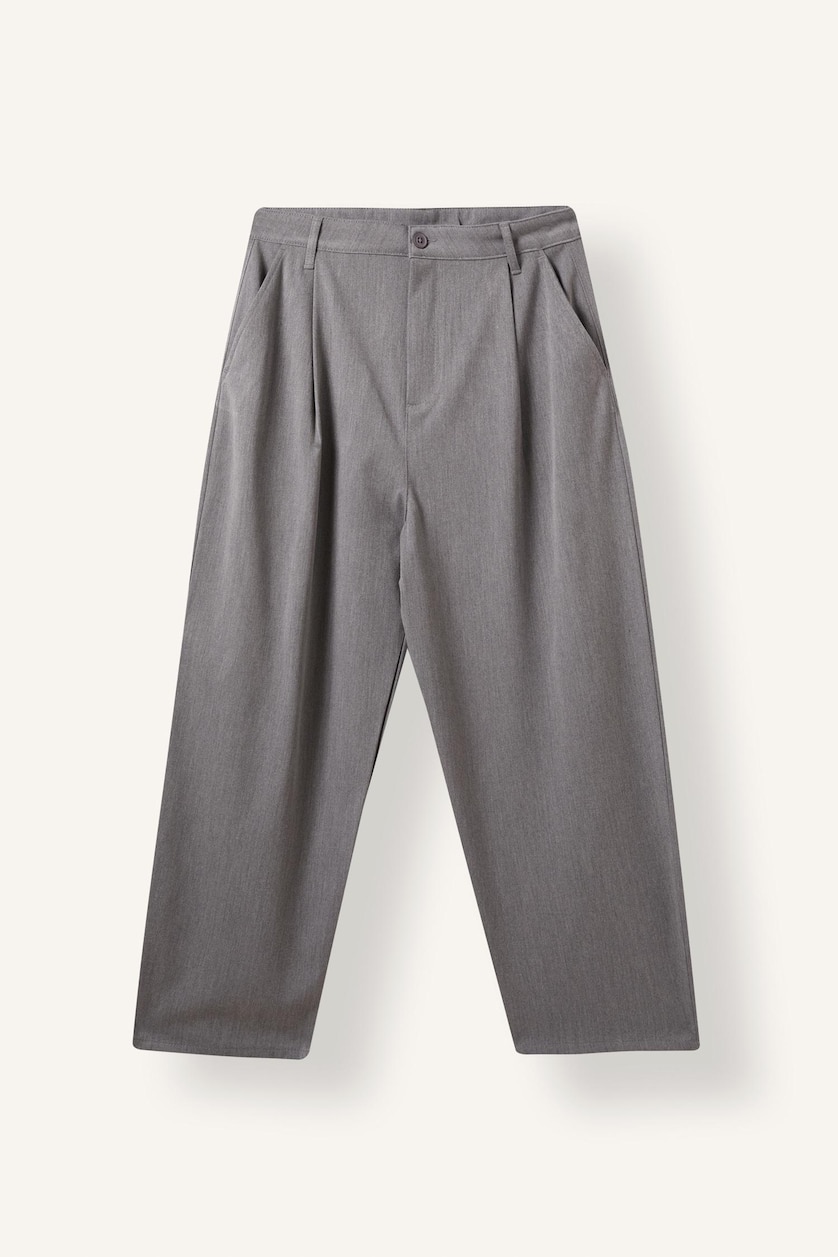 Erkek Gri Barrel Fit Pantolon