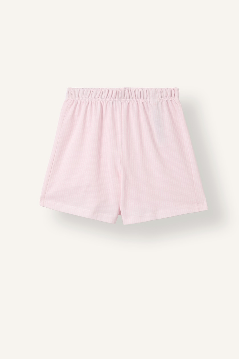 Kız Çocuk - Genç Kız Açık Pembe 2'li Pijama Takımı Baskılı Şortlu Kız Çocuk