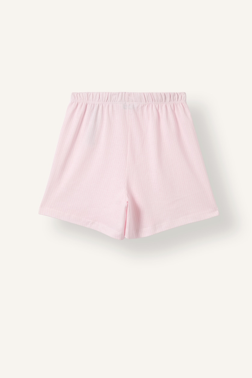 Kız Çocuk - Genç Kız Açık Pembe 2'li Pijama Takımı Baskılı Şortlu Kız Çocuk