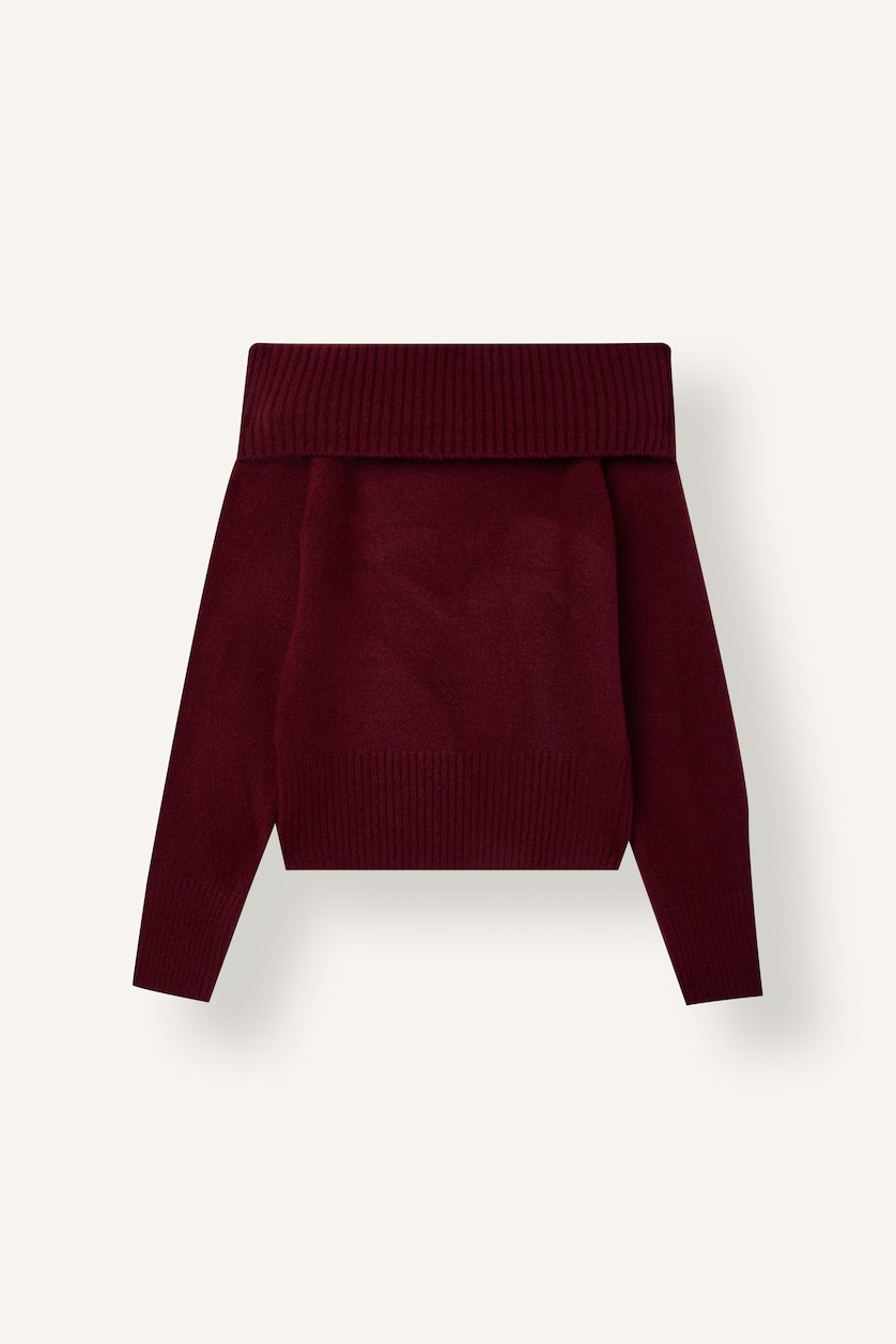 WOMAN Bordeaux Slim Fit Off-Shoulder Sweater