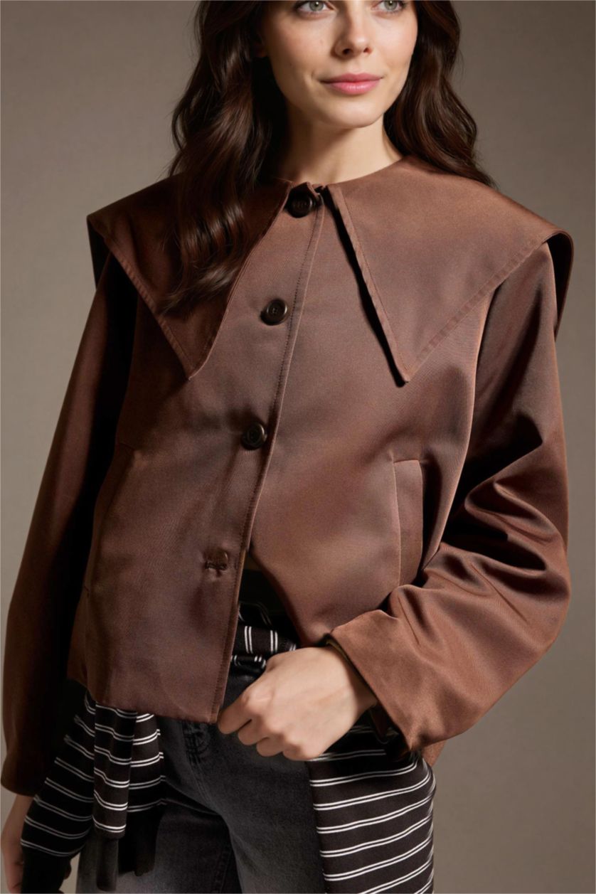 WOMAN Brown Relax Fit Gabardine Trenchcoat