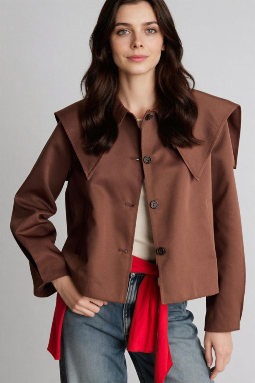 WOMAN Brown Relax Fit Gabardine Trenchcoat