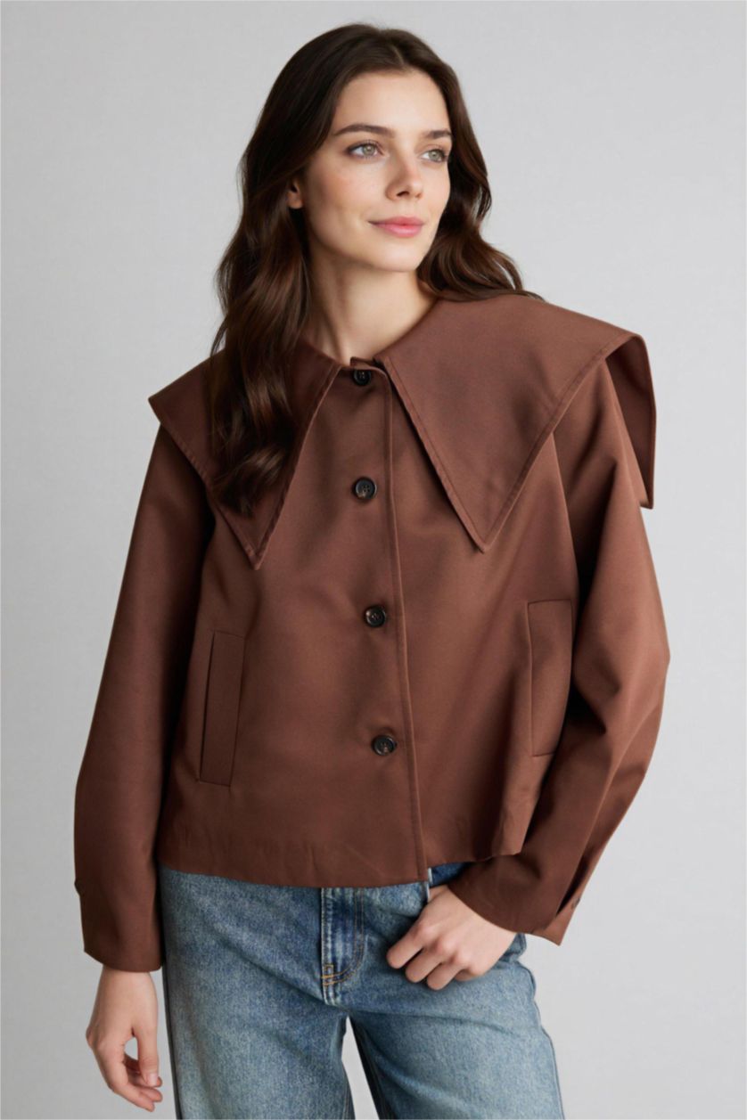 WOMAN Brown Relax Fit Gabardine Trenchcoat
