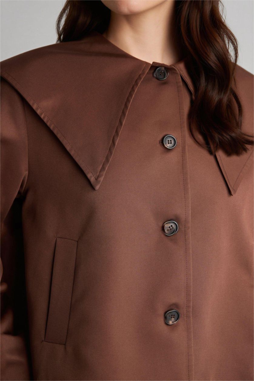 WOMAN Brown Relax Fit Gabardine Trenchcoat