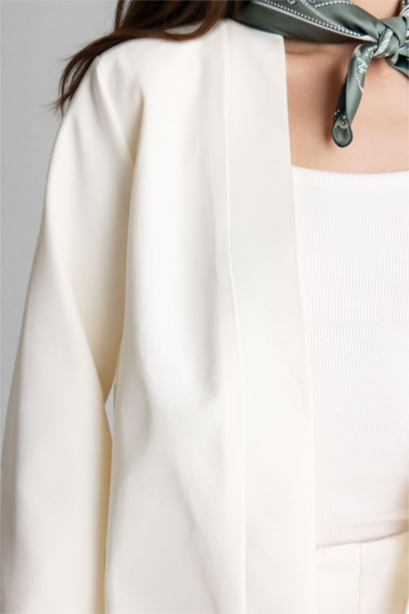 Kadın Ekru Relax Fıt Blazer Ceket