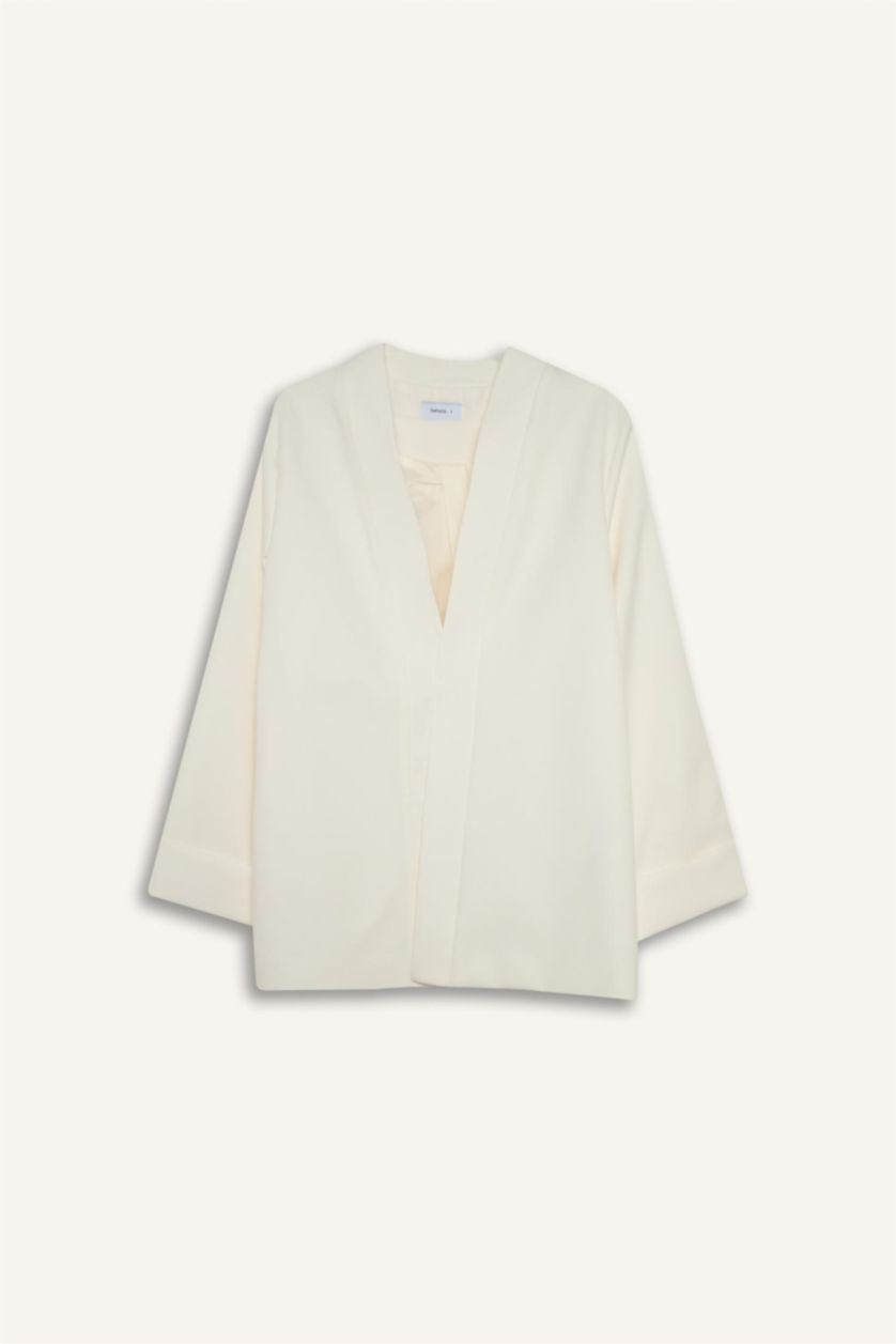 Kadın Ekru Relax Fıt Blazer Ceket