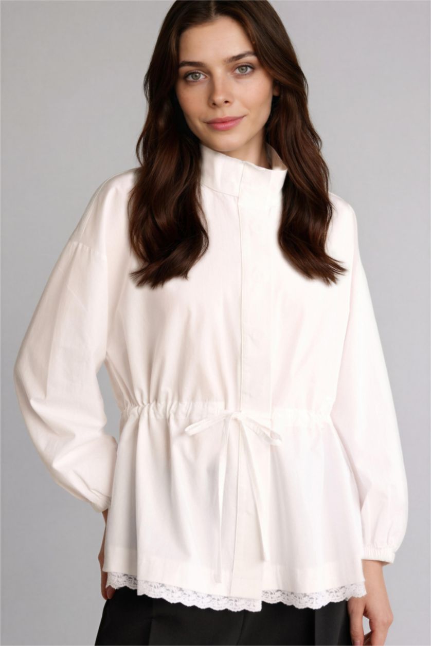 Kadın Beyaz Regular Fit Poplin Tunik