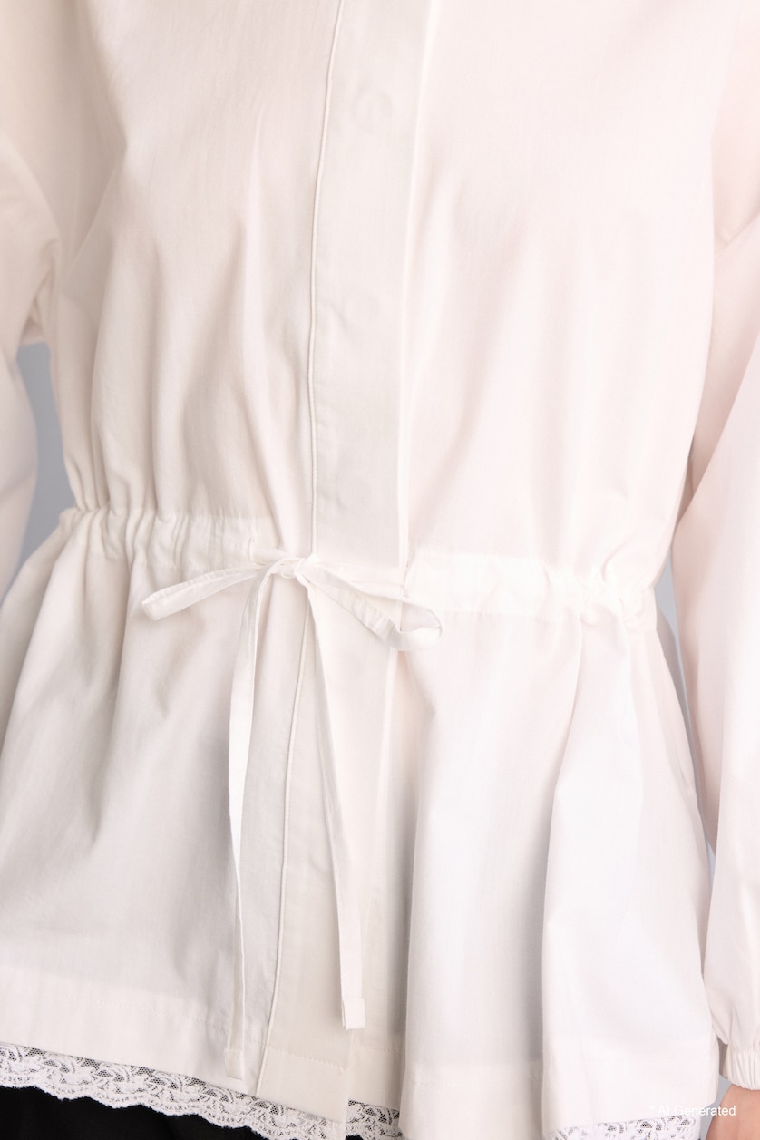 Women White Regular Fit Poplin Long Sleeve Tunic