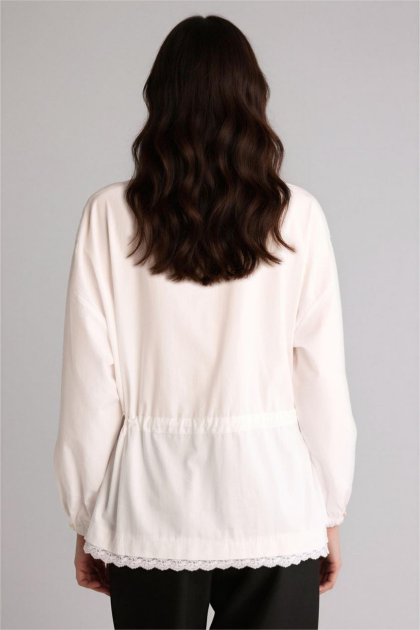 Woman White Regular Fit Poplin Long Sleeve Tunic