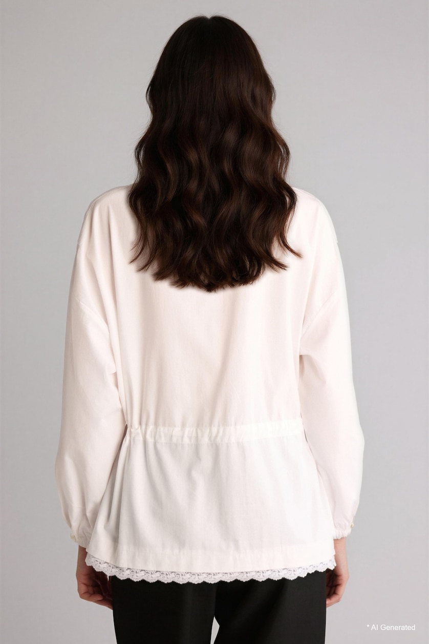 Women White Regular Fit Poplin Long Sleeve Tunic