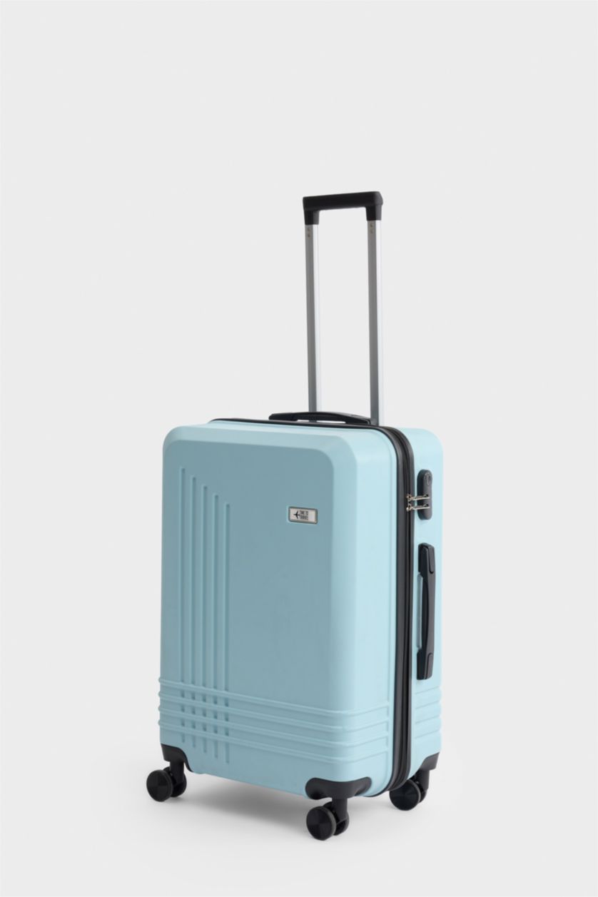 Kadın Baby Blue-Orta Unisex Sert Kapaklı Çekçekli Küçük Valiz