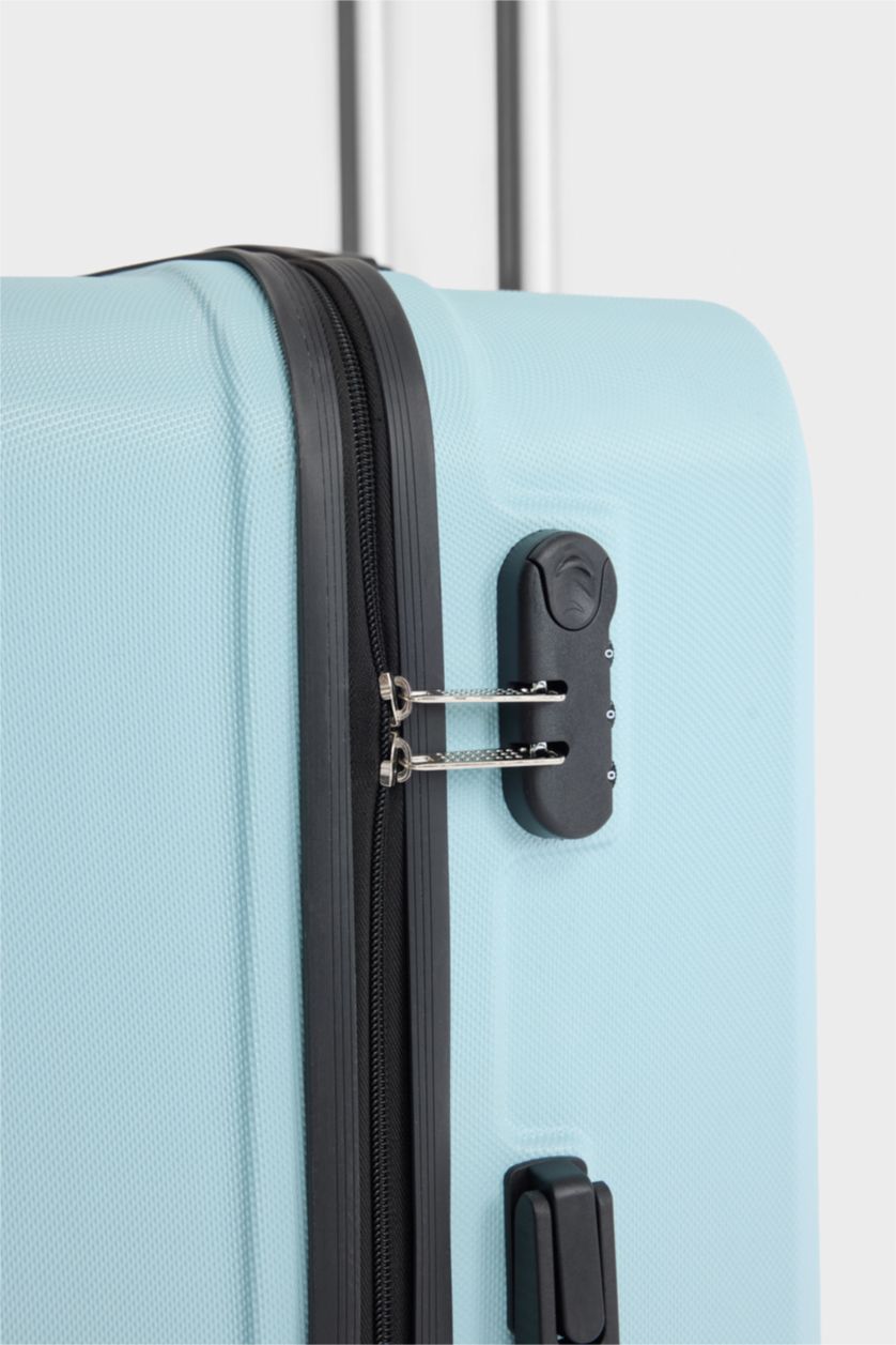 Kadın Baby Blue-Büyük Unisex Sert Kapaklı Çekçekli Küçük Valiz